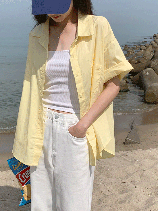 모이든 뒷트임 반팔셔츠 - 4 Color (여름/썸머/휴양지/바캉스/포켓)